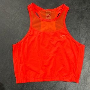 Kari Traa NEON ORANGE glow athletic sports crop top medium